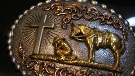 Nocona Cowboy Praying at the Cross Belt Buckle M &amp; F Western 37915 - £30.37 GBP