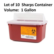 10 Sharps Container  1 Gallon with Lid Biohazard for Sharps Syringe Disp... - $64.34