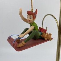 Disney Grolier Christmas Holiday Tree Ornament Peter Pan &quot;Peter Pan On A Sled&quot; - £8.87 GBP