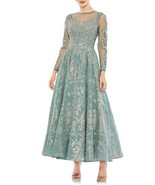 Mac Duggal 20337 Beaded Floral Long Sleeve Illusion Lace Gown SZ 12 Jade... - $384.12