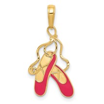 14K Gold Enamel Ballet Slippers Charm Pendant Jewelry 20mm x 13mm - £80.75 GBP