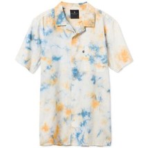 Junk Food Men&#39;s Rafe Short Sleeve Tie Dye Camp Shirt Vintage White-Large - $33.97