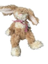 Vtg Boyds Bears Plush Bunny Rabbit Hare Investment Chenille Plaid Bow Tan - $29.69
