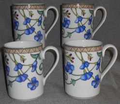 Set (4) Dansk Umbrian Flowers Pattern Handled Mugs Made In Portugal - £31.27 GBP