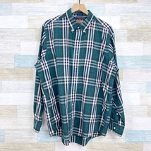 Ralph Lauren Chaps Vintage Poplin Button Down Shirt Green Plaid Korea Me... - £19.09 GBP