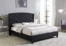 Best Master Furniture Yvette Upholstered Tufted With Wingback Platform, Black - £365.64 GBP