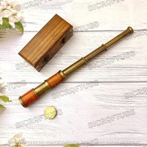 Vintage Old Style WW II Military Pocket Brass Telescope Gift With Wooden... - £35.87 GBP