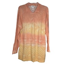 Gabriella T Womens Linen Blend Sweater Orange Large Floral Long Sleeve C... - $18.81