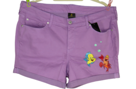 Torrid Plus Size 18 Purple Mid Rise Denim Shorts Pockets Disney Little M... - $29.98