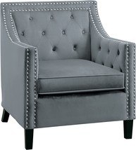 Gray Velvet Accent Chair From Lexicon - £289.18 GBP