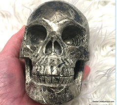 Large Golden Pyrite Skull Activated Master 12th RAY Ascension Energy Cry... - $699.99