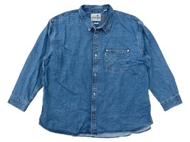 Levis Silve Tab Mens XXL Blue Relaxed Fit Denim Jean Button Up 1 Pocket Shirt - £37.55 GBP