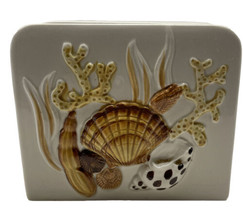 Napkin Holder Sea Shells Life Quon Quon Ceramic Coastal Retro Kitsch Vintage - £31.32 GBP