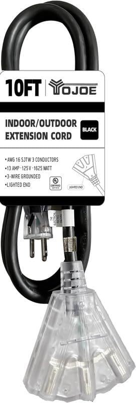 Yojoe Lighted 10 Ft Black Outdoor Extension Cord Multiple Outlets 3, Ul ... - $34.96