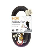 HDX 6 ft. 10/4 30 Amp 4-Prong Dryer Power Cord 10 Gauge 4 Wires Ring Ter... - $23.38 CAD