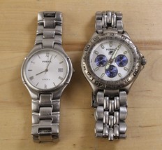 Lot of 2 Fossil Men&#39;s Stainless Steel Watches Blue Arkitek for PARTS/REPAIR - €12,61 EUR