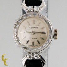 Women&#39;s Vintage 18k White Gold Movado Turler Watch W/Diamonds - $633.63