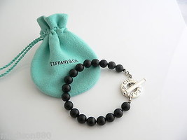 Tiffany &amp; Co Silver Onyx Bead Toggle Bracelet Bangle Gift Pouch Gemstone Pouch - £350.84 GBP