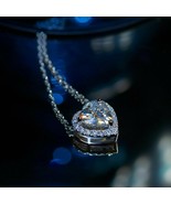 1.80 Ct Heart Cut Simulated Diamond Halo Pendant Chain Gold Plated 925 S... - $176.37 CAD