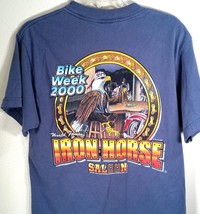 Vtg 2000 Boot Hill Saloon Shirt Men&#39;s XL Blue Y2K All American Eagle Beer Biker - £16.93 GBP