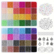 19200pcs 2mm Glass Seed Beads For Jewelry Making Craft, Beading Kit, 200pcs... - £22.77 GBP