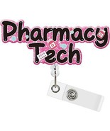 Pharmacy Technician Retractable Badge Holder Reels with ID Clip for Phar... - £18.59 GBP