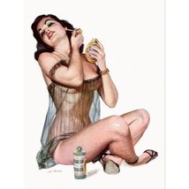 Retro Pin Up Girl Art / Poster &quot;Getting Ready&quot; Brunette In Nightie #028 18X24&quot; - £7.98 GBP