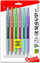 NEW Pentel 6-Pk RSVP RT Pastel Barrel Retractable Ballpoint Pens 1.0mm BK93FBP6M - £7.33 GBP