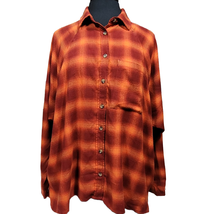 Orange and Red Plaid Button Down Top Size Medium - £19.78 GBP