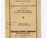 Directions for Using Burgess Parr Sulphur Bombs &amp; Sulphur Photometer Boo... - £22.29 GBP