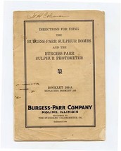 Directions for Using Burgess Parr Sulphur Bombs &amp; Sulphur Photometer Boo... - $27.72