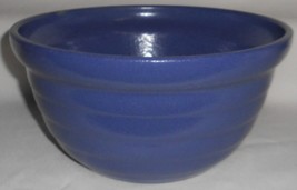 Western Stoneware MONMOUTH POTTERY Blue Color RINGED 10&quot; MIXING BOWL Mad... - £55.21 GBP