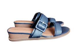 Anne Klein Women&#39;s Sandals NAVY BLUE Size 9.5 M  iFlex -Wedge 1.5 Inch Heel - £22.94 GBP