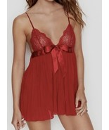ViCTORiA&#39;S SECRET VERY SEXY SHEER PLEATED FLORAL LACE BABYDOLL GOWN Red ... - $37.59 CAD