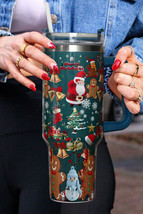Sail Blue Christmas Print Handled Stainless Steel Tumblers 40oz - $523.97 MXN