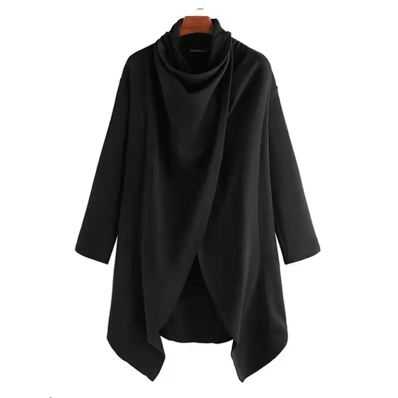 Fashion Casual Men Poncho Cape Cloak Coat Solid Loose Trench Sweatshirt  Outwear - £100.68 GBP