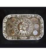 Vintage Mayan Aztec Calendar Plate Shot Glass Tray Hand Made Clay Cancun... - £15.73 GBP