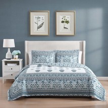 Aquamarine Medallion 3 Piece Reversible Coverlet Set - $1,786.01 MXN
