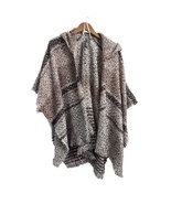 Vince Camuto Textured Knit Poncho Wrap Shawl Fringe Trim Neutral Tones - $24.99