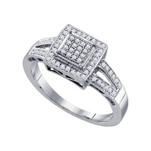 10k White Gold Round Diamond Square Cluster Bridal Wedding Engagement Ring - £301.01 GBP