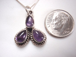 Amethyst Triplets with Rope Style Accents 925 Sterling Silver Pendant get exact - $13.49