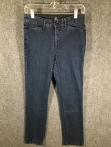 St. Johns Bay Womens Jeans Size 4 Straight Leg Stretchy Blue Waist 28&quot; - £7.10 GBP