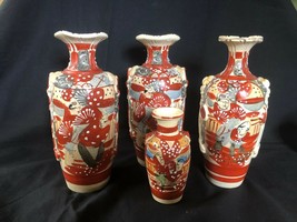Antigüedad Conjunto De 4 Floreros Samurai Satsuma Objetos Moriage Pintad... - £233.96 GBP