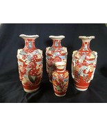 Antigüedad Conjunto De 4 Floreros Samurai Satsuma Objetos Moriage Pintad... - £232.38 GBP