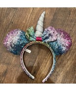 Sequins Pastel Rainbow Unicorn Horn Headband Ears Disney Parks Minnie Mouse - $17.11 CAD
