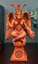 Rustic Red Clay Finish Sabbatic Goat Idol Baphomet Satan Pentagram Figurine - £18.37 GBP