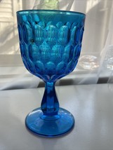 Vintage Royal Blue Thumb Print Goblet 6..5” H  X  3.5”W - £10.94 GBP