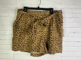 A New Day Leopard Cheetah Animal Print Elastic Waist Belted Shorts Women... - £13.69 GBP