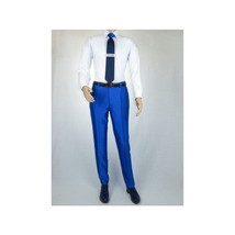 Mens Tuxedo Formal Suit ROYAL DIAMOND Slim Fit 3Pc Vested shiny Satin SL83 Blue image 6