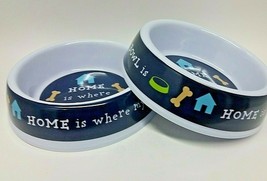 2 x Dog Food Water Dish Pet Food Sturdy Feeding Bowls &quot;Home is where my ... - £12.39 GBP